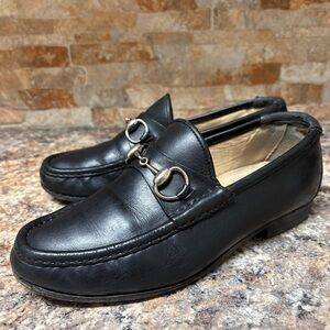 Gucci Black Leather Horsebit Loafer Size Women 5.5 D